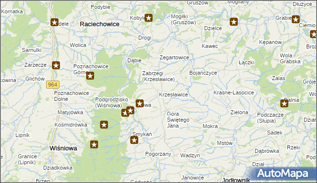 mapa Krzesławice gmina Raciechowice, Krzesławice gmina Raciechowice na mapie Targeo