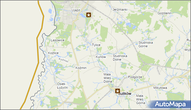mapa Kunów gmina Zgorzelec, Kunów gmina Zgorzelec na mapie Targeo