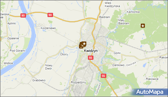 mapa Kwidzyn, Kwidzyn na mapie Targeo