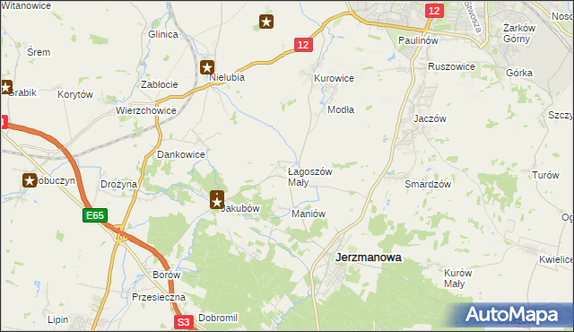 mapa Łagoszów Mały, Łagoszów Mały na mapie Targeo