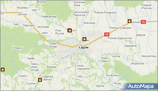 mapa Łagów powiat kielecki, Łagów powiat kielecki na mapie Targeo