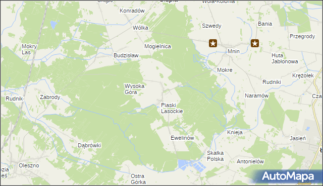 mapa Lasocin gmina Łopuszno, Lasocin gmina Łopuszno na mapie Targeo