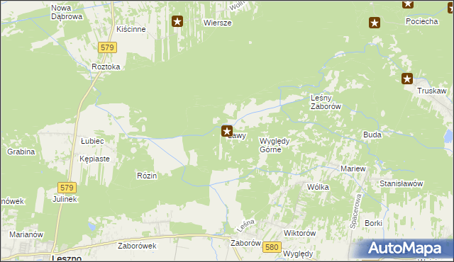 mapa Ławy gmina Leszno, Ławy gmina Leszno na mapie Targeo