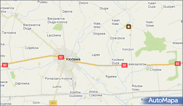 mapa Łążek gmina Kłodawa, Łążek gmina Kłodawa na mapie Targeo