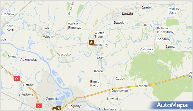 mapa Łazy gmina Radymno, Łazy gmina Radymno na mapie Targeo