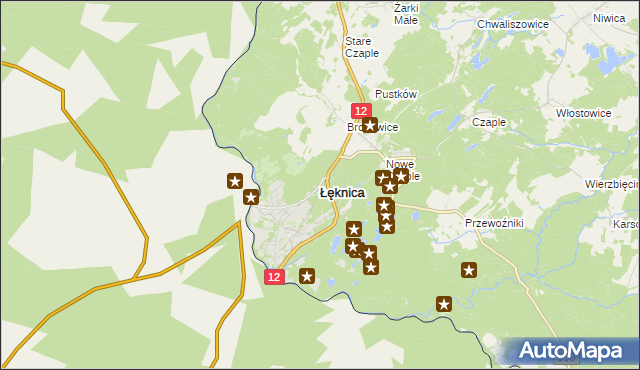 mapa Łęknica powiat żarski, Łęknica powiat żarski na mapie Targeo
