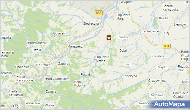 mapa Łopuszka Wielka, Łopuszka Wielka na mapie Targeo