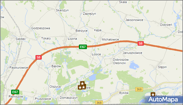 mapa Łosice gmina Długołęka, Łosice gmina Długołęka na mapie Targeo