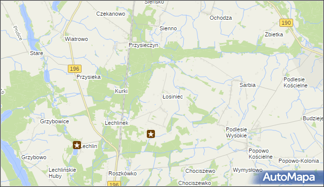 mapa Łosiniec gmina Skoki, Łosiniec gmina Skoki na mapie Targeo