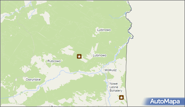 mapa Lubinowo gmina Lipsk, Lubinowo gmina Lipsk na mapie Targeo