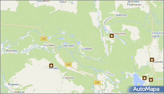 mapa Lubowo gmina Bobolice, Lubowo gmina Bobolice na mapie Targeo