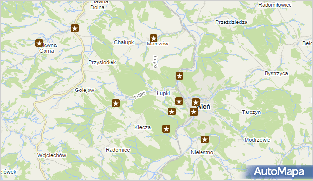 mapa Łupki gmina Wleń, Łupki gmina Wleń na mapie Targeo