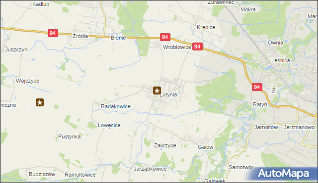 mapa Lutynia gmina Miękinia, Lutynia gmina Miękinia na mapie Targeo