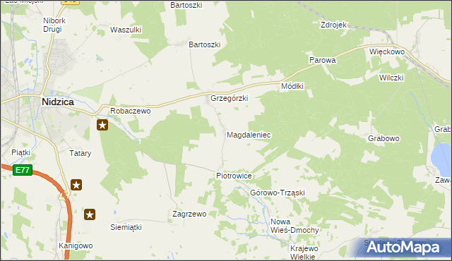 mapa Magdaleniec gmina Nidzica, Magdaleniec gmina Nidzica na mapie Targeo