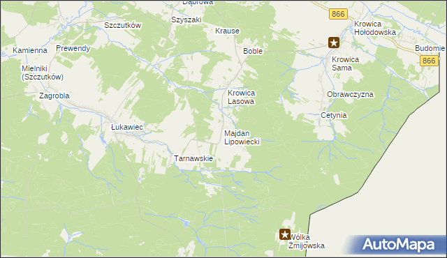 mapa Majdan Lipowiecki, Majdan Lipowiecki na mapie Targeo