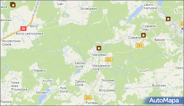 mapa Marszewo gmina Przywidz, Marszewo gmina Przywidz na mapie Targeo