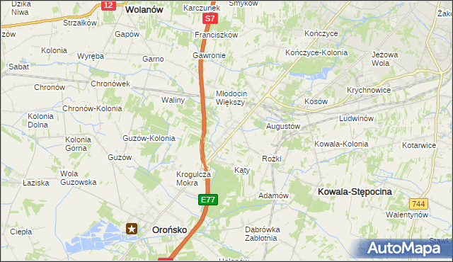 mapa Młodocin Mniejszy, Młodocin Mniejszy na mapie Targeo