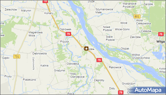 mapa Mniszew gmina Magnuszew, Mniszew gmina Magnuszew na mapie Targeo