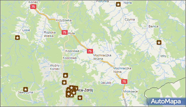 mapa Mochnaczka Wyżna, Mochnaczka Wyżna na mapie Targeo