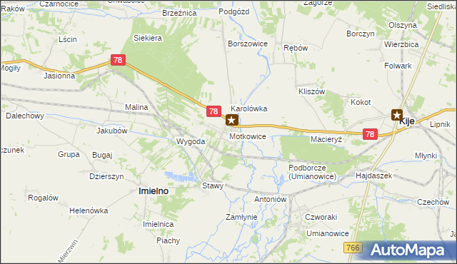 mapa Motkowice, Motkowice na mapie Targeo