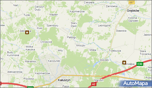 mapa Mroczki gmina Kałuszyn, Mroczki gmina Kałuszyn na mapie Targeo
