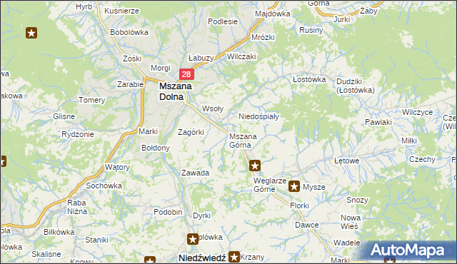 mapa Mszana Górna, Mszana Górna na mapie Targeo