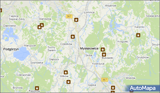 mapa Mysłakowice, Mysłakowice na mapie Targeo