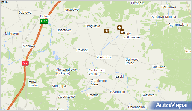 mapa Niedzbórz, Niedzbórz na mapie Targeo