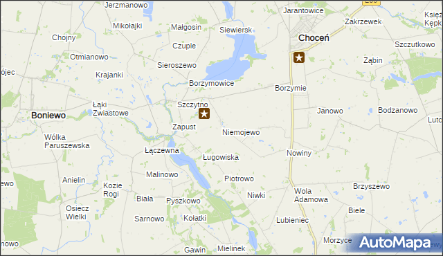 mapa Niemojewo gmina Choceń, Niemojewo gmina Choceń na mapie Targeo