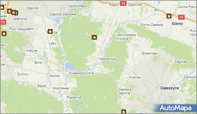 mapa Niestachów gmina Daleszyce, Niestachów gmina Daleszyce na mapie Targeo