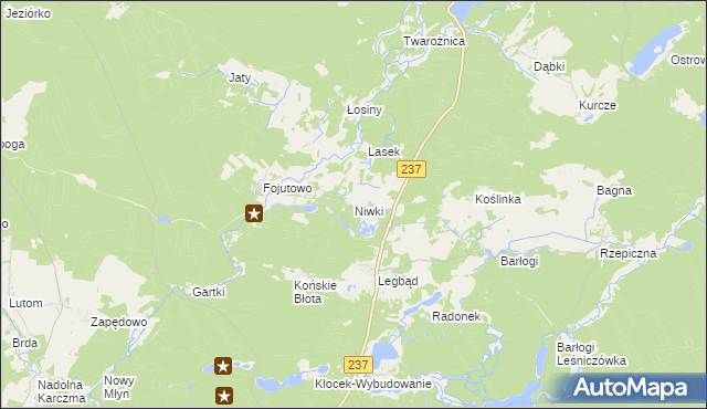 mapa Niwki gmina Tuchola, Niwki gmina Tuchola na mapie Targeo