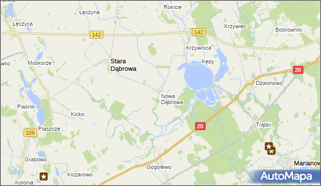 mapa Nowa Dąbrowa gmina Stara Dąbrowa, Nowa Dąbrowa gmina Stara Dąbrowa na mapie Targeo