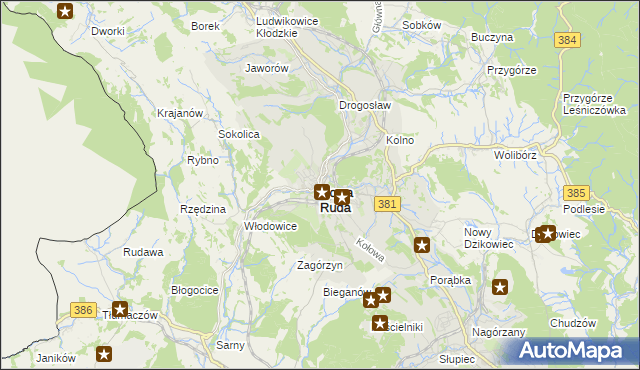 mapa Nowa Ruda powiat kłodzki, Nowa Ruda powiat kłodzki na mapie Targeo