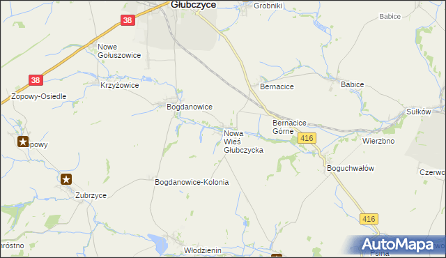 mapa Nowa Wieś Głubczycka, Nowa Wieś Głubczycka na mapie Targeo