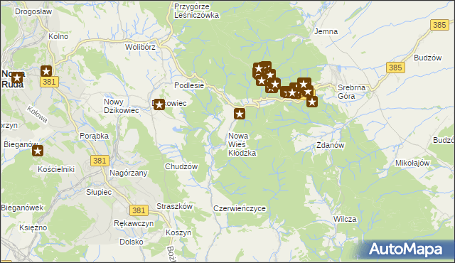 mapa Nowa Wieś Kłodzka, Nowa Wieś Kłodzka na mapie Targeo