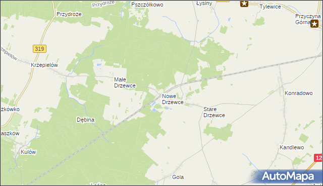 mapa Nowe Drzewce, Nowe Drzewce na mapie Targeo