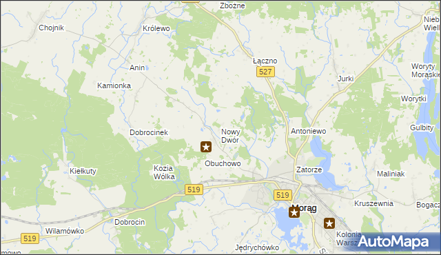 mapa Nowy Dwór gmina Morąg, Nowy Dwór gmina Morąg na mapie Targeo