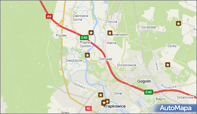 mapa Odrowąż gmina Gogolin, Odrowąż gmina Gogolin na mapie Targeo