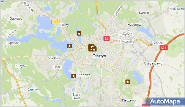 mapa Olsztyna, Olsztyn na mapie Targeo