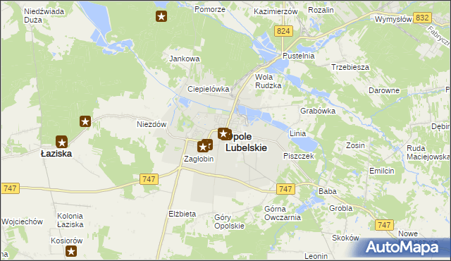mapa Opole Lubelskie, Opole Lubelskie na mapie Targeo
