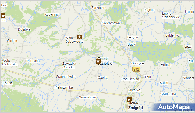 mapa Osiek Jasielski, Osiek Jasielski na mapie Targeo