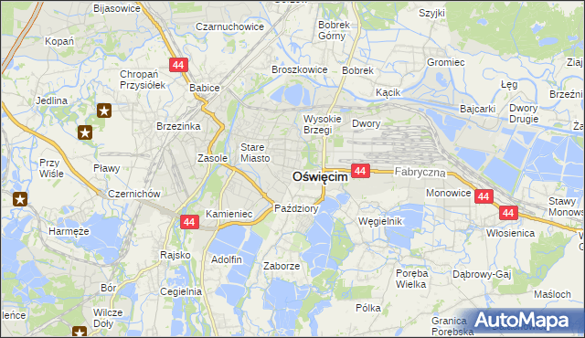 mapa Oświęcimia, Oświęcim na mapie Targeo