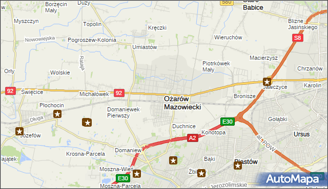 mapa Ożarów Mazowiecki, Ożarów Mazowiecki na mapie Targeo