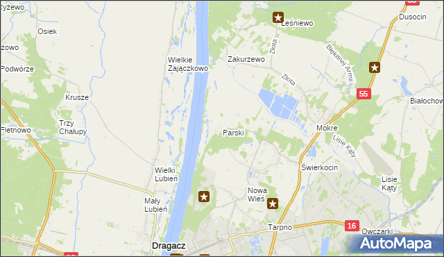 mapa Parski gmina Grudziądz, Parski gmina Grudziądz na mapie Targeo