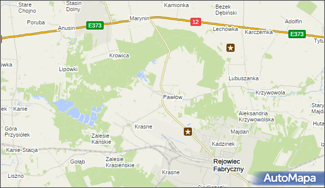 mapa Pawłów gmina Rejowiec Fabryczny, Pawłów gmina Rejowiec Fabryczny na mapie Targeo