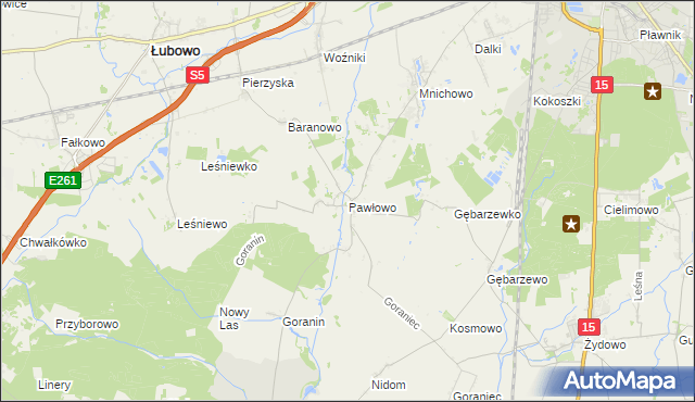 mapa Pawłowo gmina Czerniejewo, Pawłowo gmina Czerniejewo na mapie Targeo