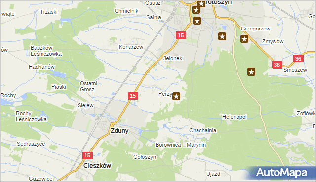 mapa Perzyce, Perzyce na mapie Targeo