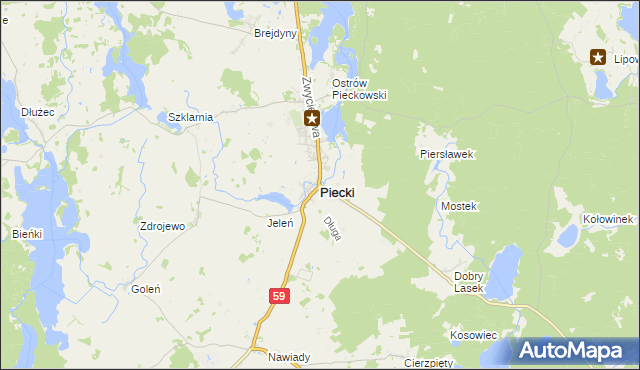 mapa Piecki powiat mrągowski, Piecki powiat mrągowski na mapie Targeo