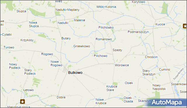 mapa Pilichowo gmina Bulkowo, Pilichowo gmina Bulkowo na mapie Targeo