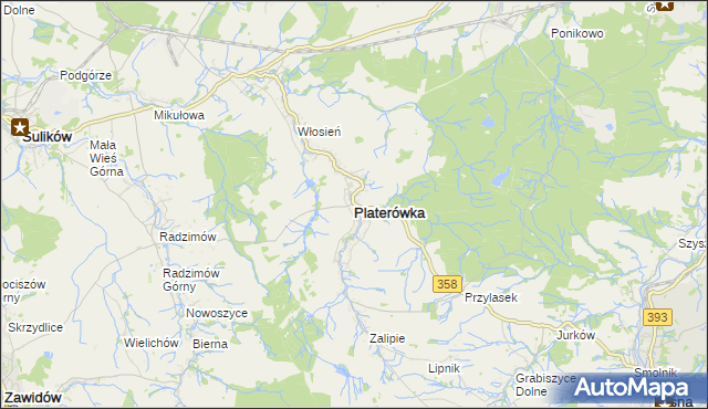 mapa Platerówka, Platerówka na mapie Targeo